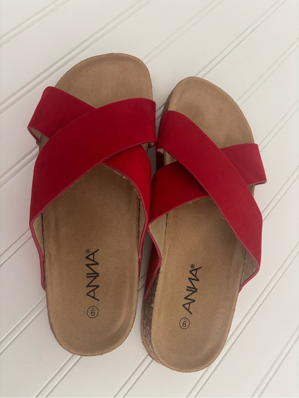 Red Summer Crisscross Slide Sandals Sz 9 Like New Final Sale